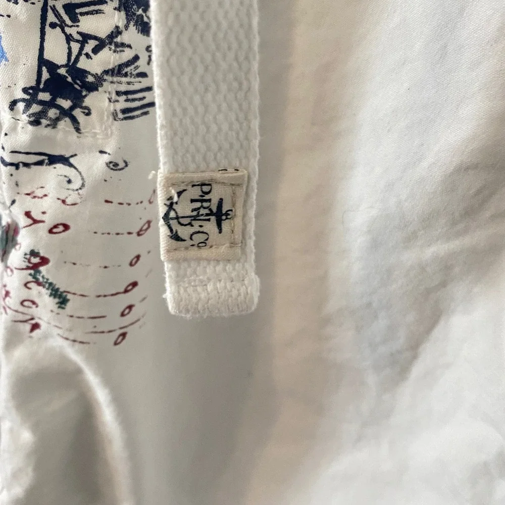 Vtg Polo Ralph Lauren Men White Marine Supply Co Nautical Graphic Cargo Short 36